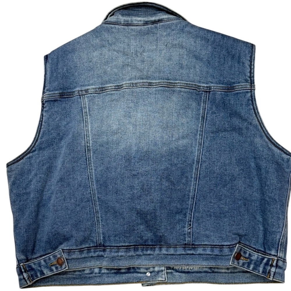 Judy Blue Sherpa Lined Denim Vest 2XL NWT Medium Wash Button Front Cozy Western - Picture 2 of 10